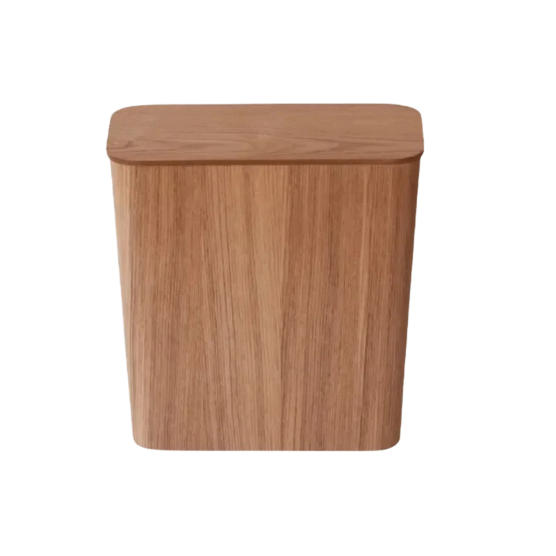 Poubelle en bois design rectangulaire finition frêne